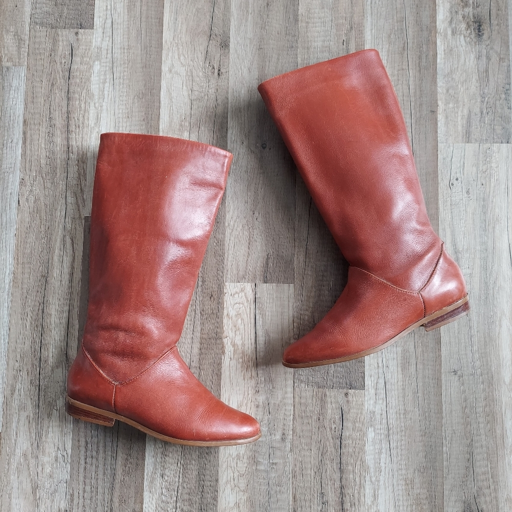 Vintage Allegré Brown Leather Pull On Riding Boots 7